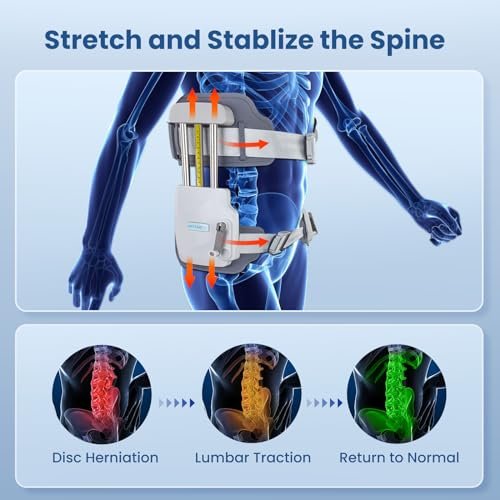 HOTMUZ Manual Lumbar Traction Device for Lower Back Pain Relief